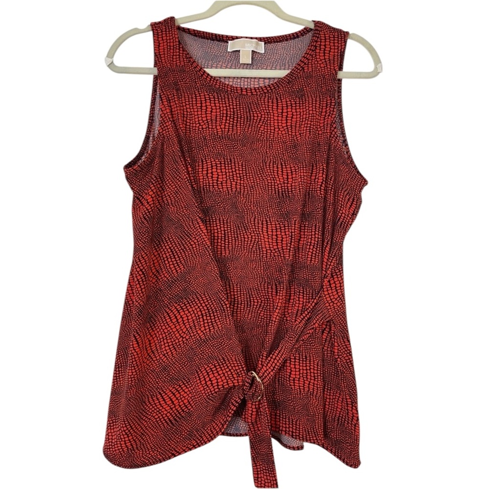 MICHAEL Michael Kors Sleeveless Ruched Orange Side Tie Blouse Like New Size L